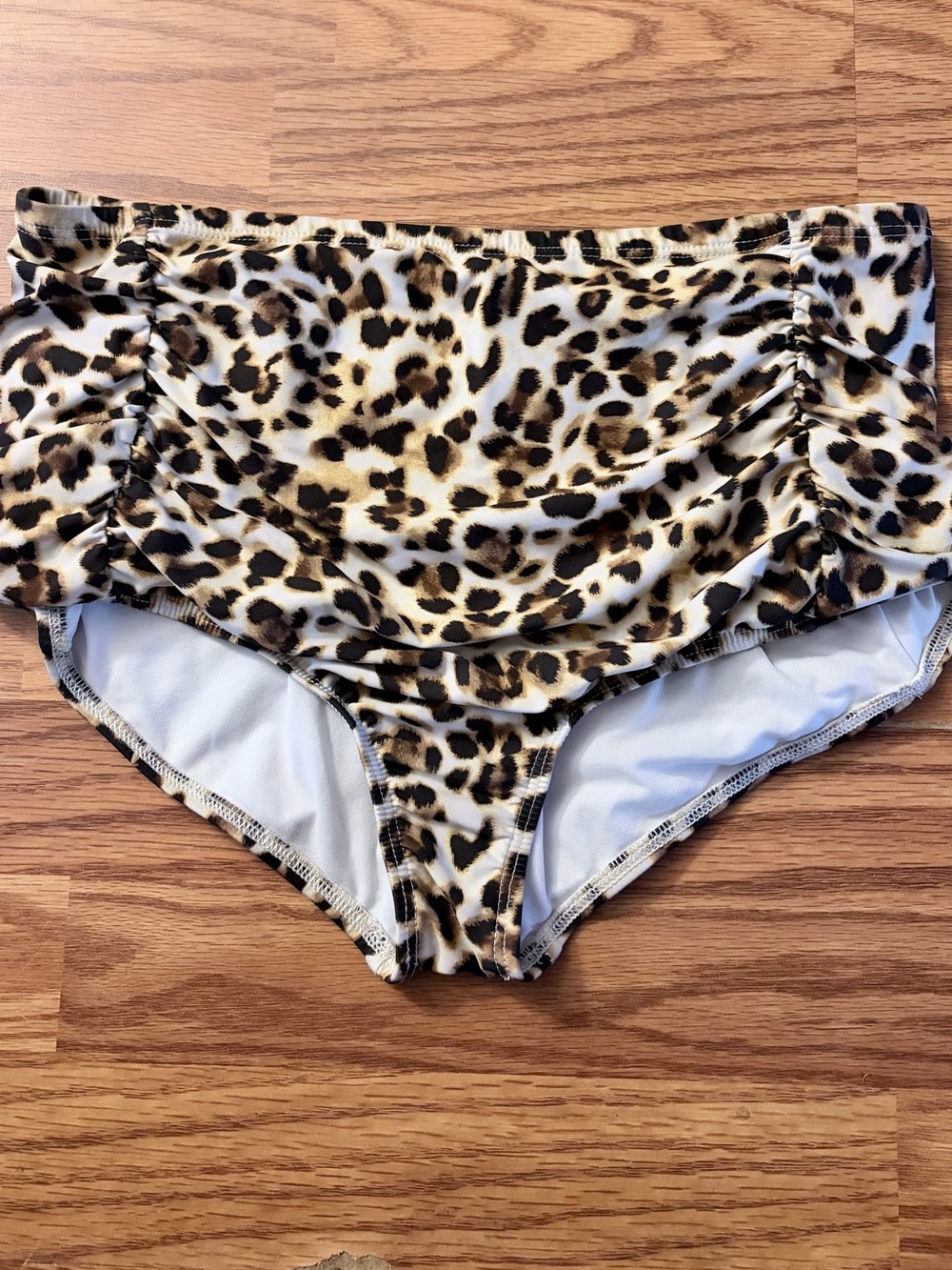 Leopard Print High Waist Swim Bottoms - Brown/Black sz XL